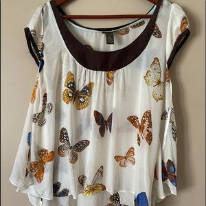 Anthropologie Sheer Butterfly Blouse